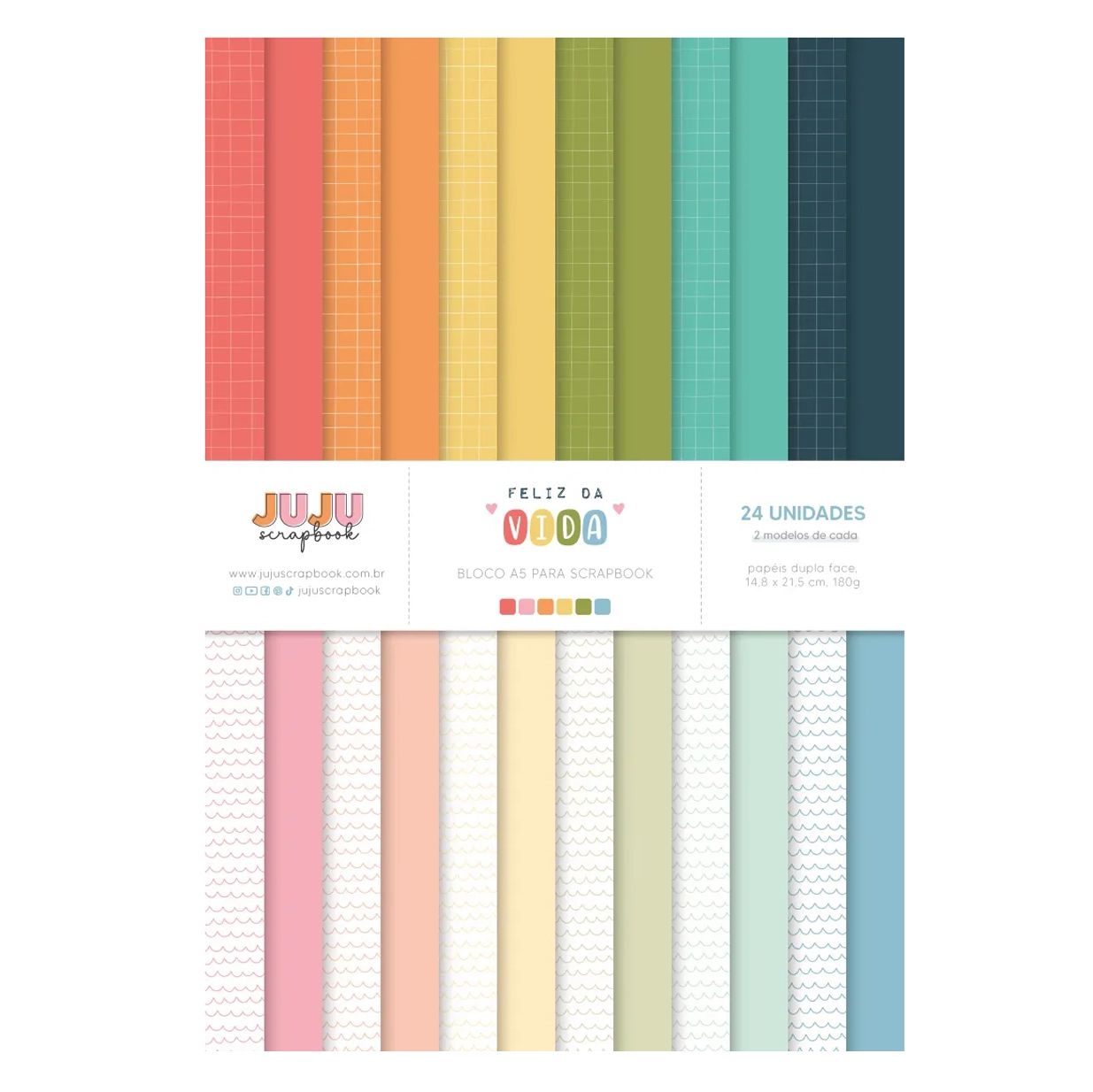 Block papeles A5 Feliz de la Vida - Juju Scrapbook