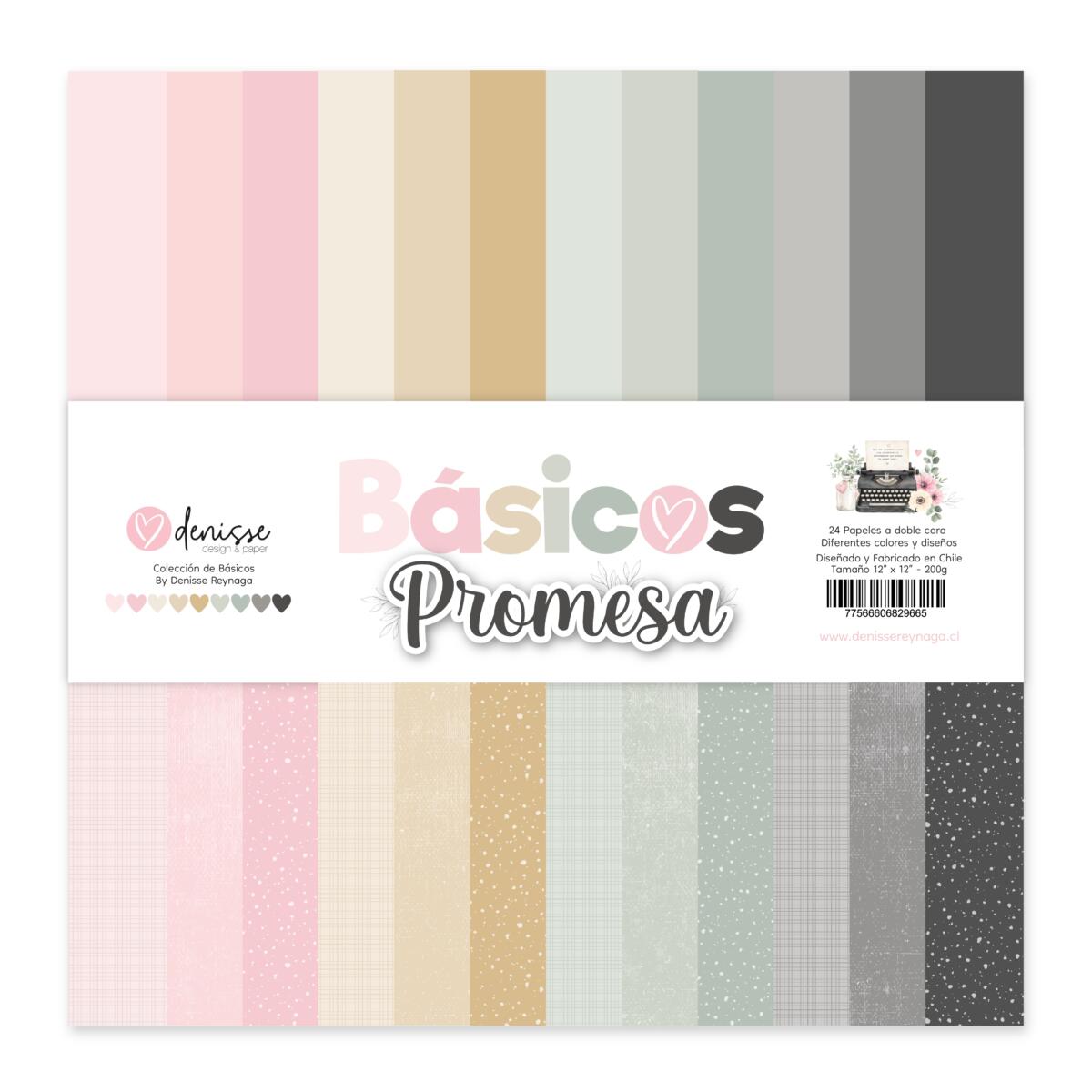 – Colección Básicos PROMESA Pad 12″x12″ 24 papeles – Denisse Reynaga