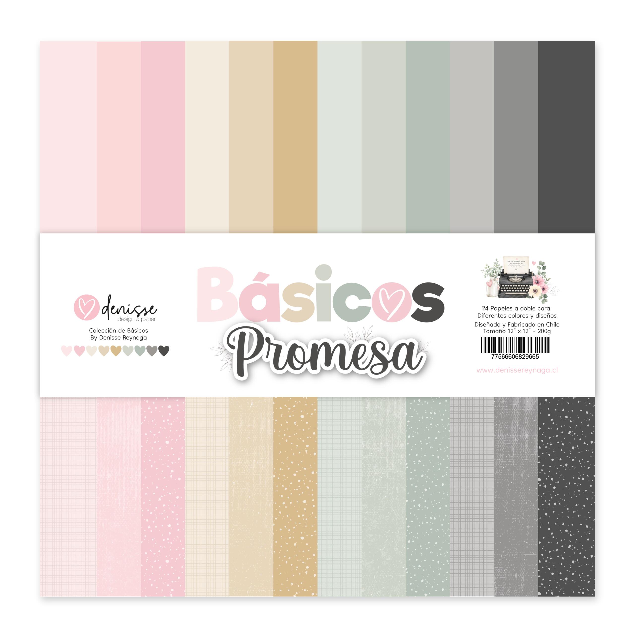– Colección Básicos PROMESA Pad 12″x12″ 24 papeles – Denisse Reynaga